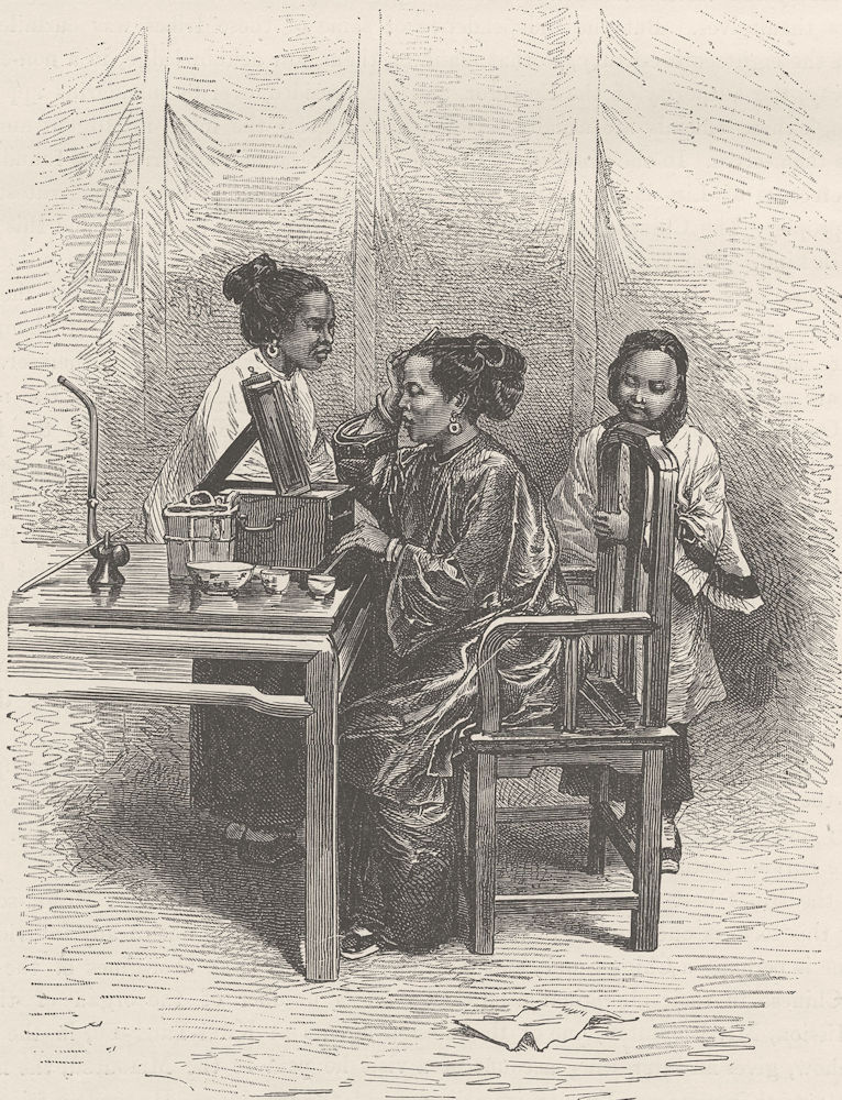 CHINA. Chinese lady at her toilet 1892 old antique vintage print picture
