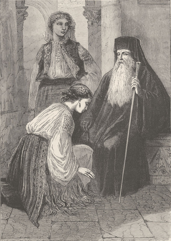 Associate Product ROMANIA. Wallachian Popa (Priest of the Greek Church) and peasant women 1893