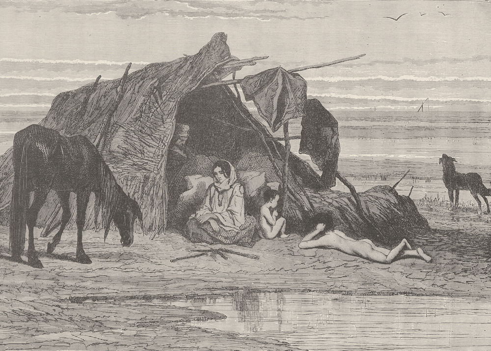 CROATIA. Encampment of gypsies in Slavonia 1893 old antique print picture