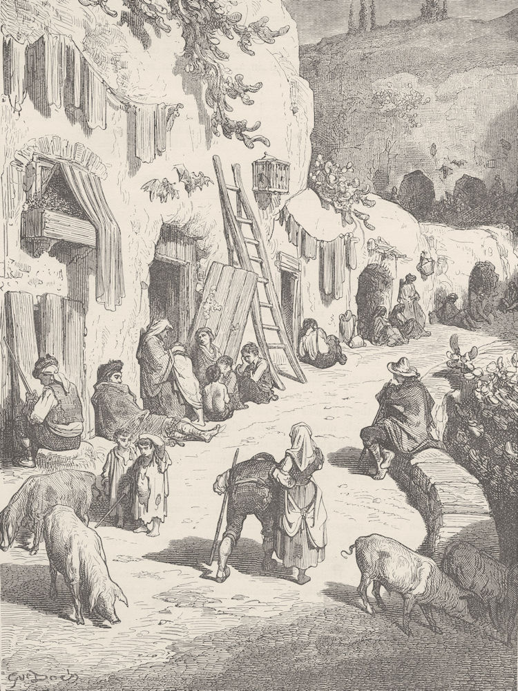 GRANADA. The Grottoes of Sacro Monte, HQ of the gypsies (Gitanos)  1893 print