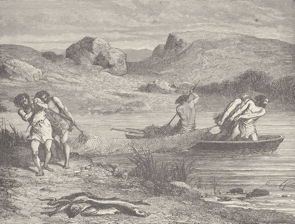 Associate Product PREHISTORIC. Fishing during the polished stone (Neolithic) Period 1893 print