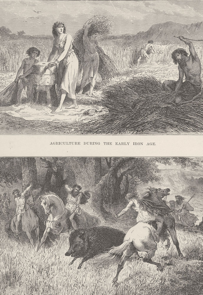 IRON AGE. Agriculture and the chase during the Early Iron Age 1893 old print