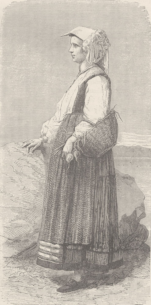ITALY. Peasant woman of Biassa, near La Spezia 1893 old antique print picture