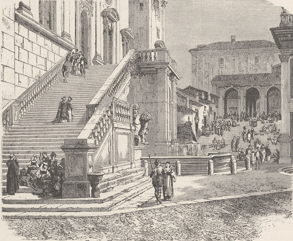 Associate Product ROME. Stairs of the senatorial palace, Rome 1893 old antique print picture