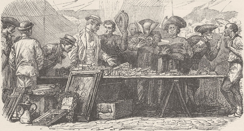 ROME. Curiosity stall in Rome 1893 old antique vintage print picture