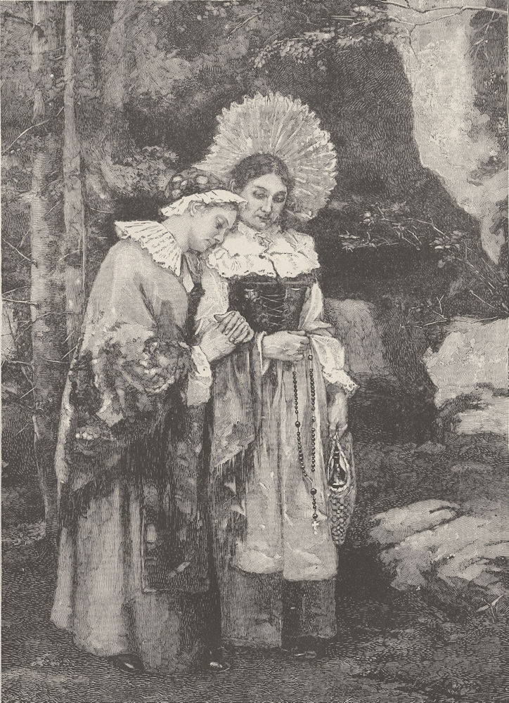 FRANCE. Alsatian pilgrims 1894 old antique vintage print picture