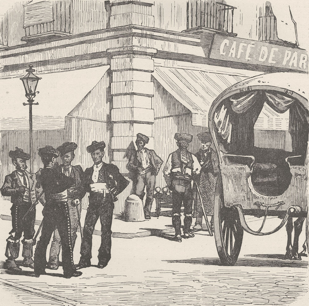 Associate Product SPAIN. Toreadors (Bull-fighters) in the streets of Madrid 1894 old print