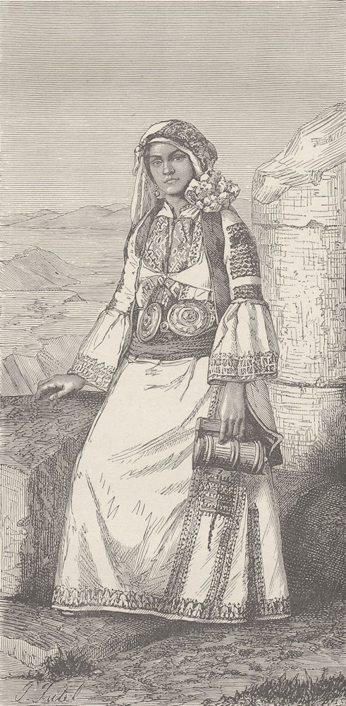GREECE. Greek woman of Hagios-Vasilios (Arcadia)  1894 old antique print