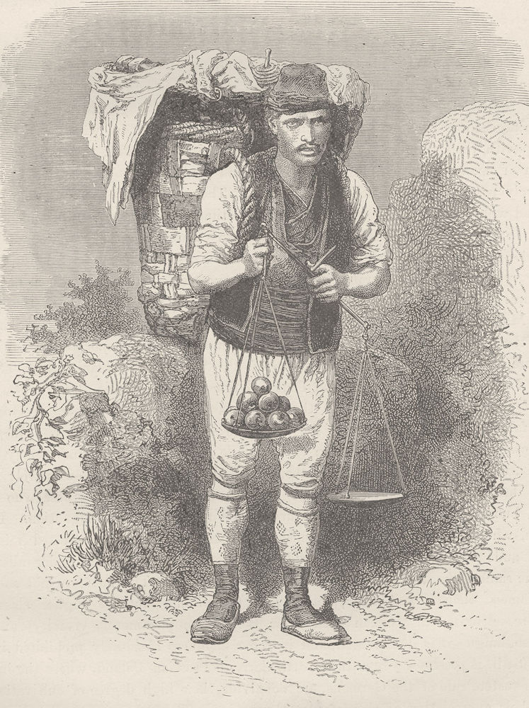 BULGARIA. Bulgarian fruit-seller of Rousse/Rousse 1894 old antique print