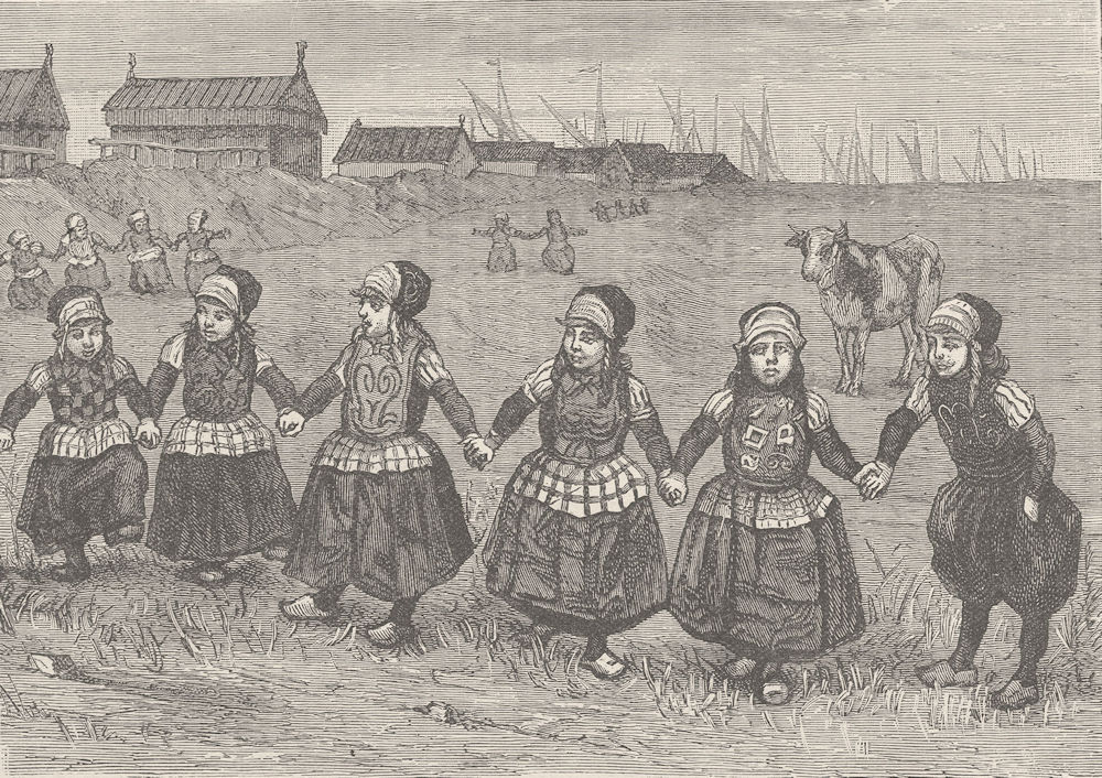 NETHERLANDS. Dance of Dutch children at Marken, in the Zuiderzee 1894 print