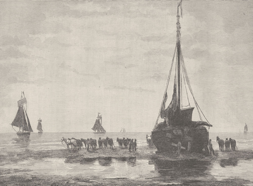 NETHERLANDS. On the coast of Friesland 1894 old antique vintage print picture