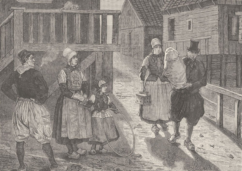 Associate Product NETHERLANDS. Christening in Marken. On the way to church 1894 old print