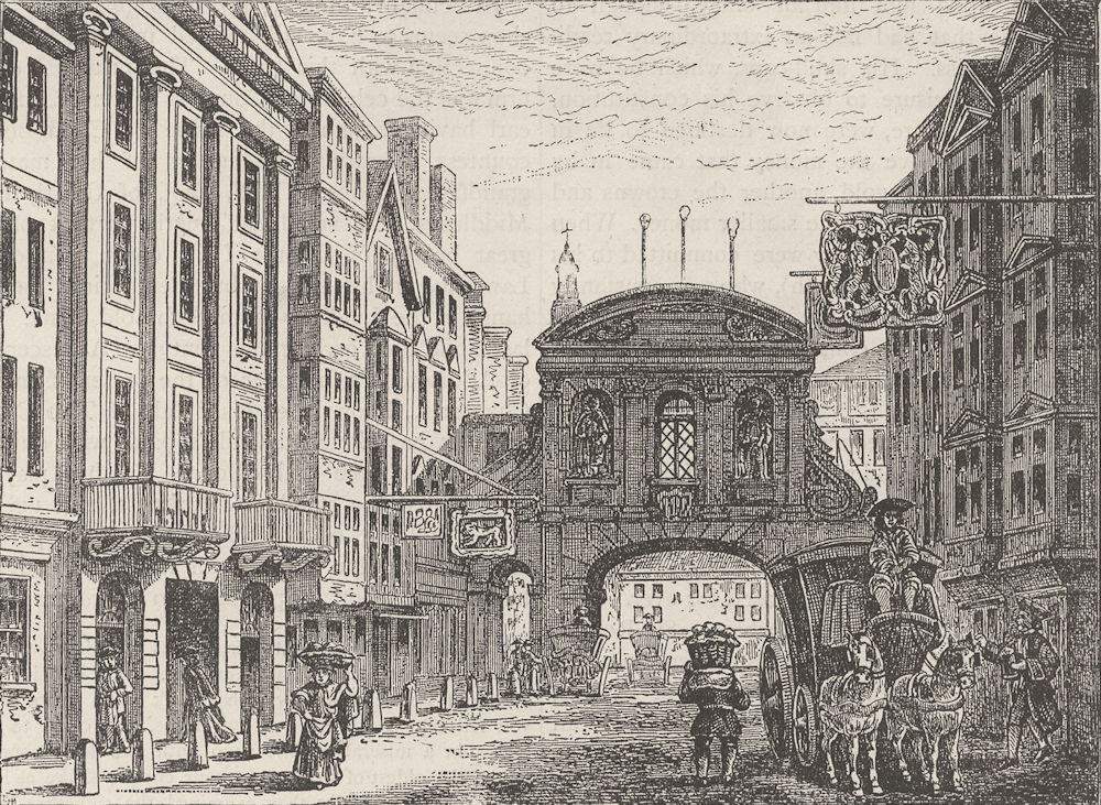 FLEET STREET. Temple Bar and the "Devil Tavern". London c1880 old print