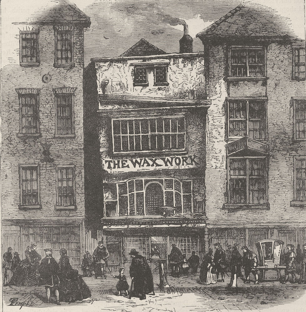 FLEET STREET. Mrs. Salmon's wax-works. London c1880 old antique print picture