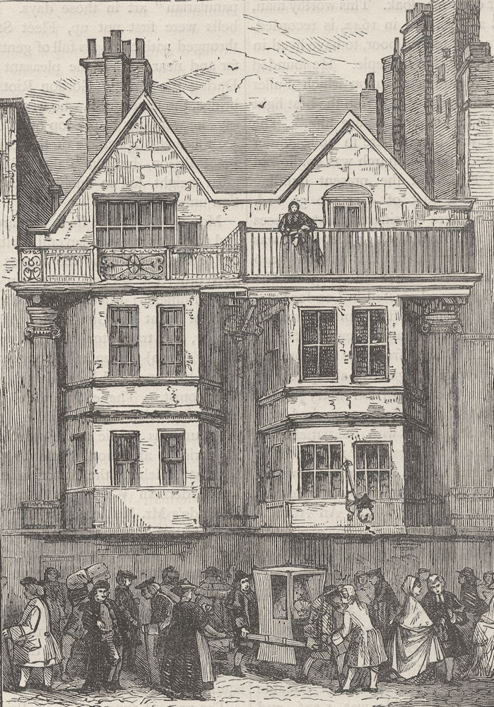 Associate Product FLEET STREET. Old Houses near St.Dunstan's church. London c1880 print