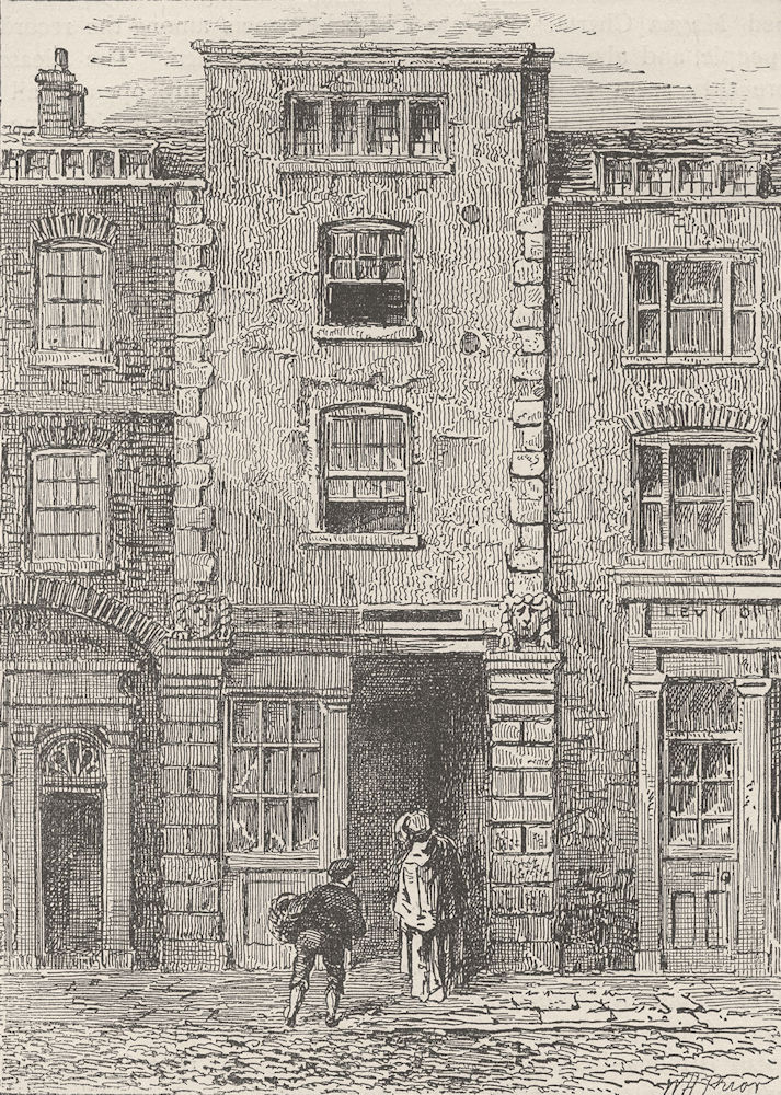 FETTER LANE. House said to have been occupied by Dryden. London c1880 print