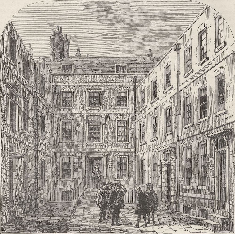 FLEET STREET. The Royal Society's House in Crane Court. London c1880 old print