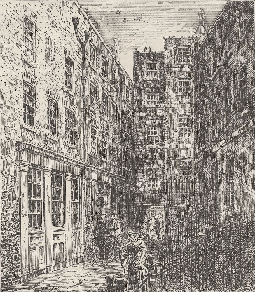 FLEET STREET. Wine office Court and the "Cheshire cheese". London c1880 print