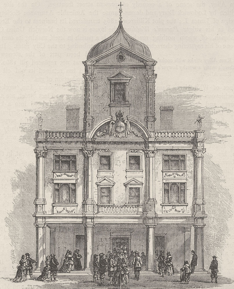 WHITEFRIARS. The Dorset gardens Theatre, Whitefriars. London c1880 old print