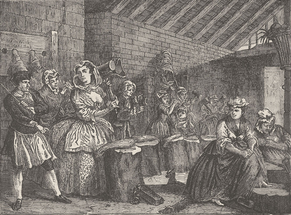 Associate Product WHITEFRIARS. Beating hemp in Bridewell, after Hogarth. London c1880 old print