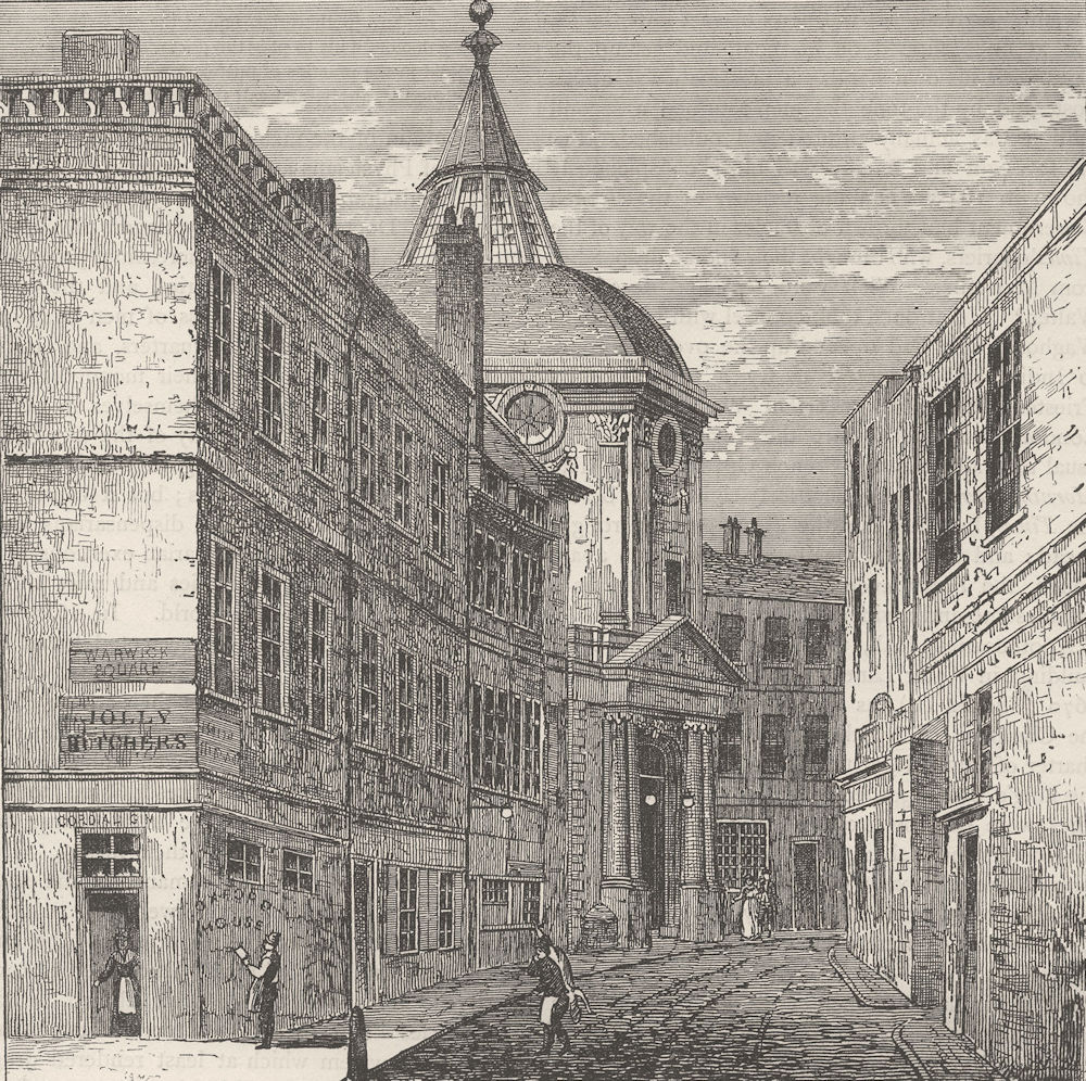BLACKFRIARS. The College of Physicians, Warwick Lane. London c1880 old print