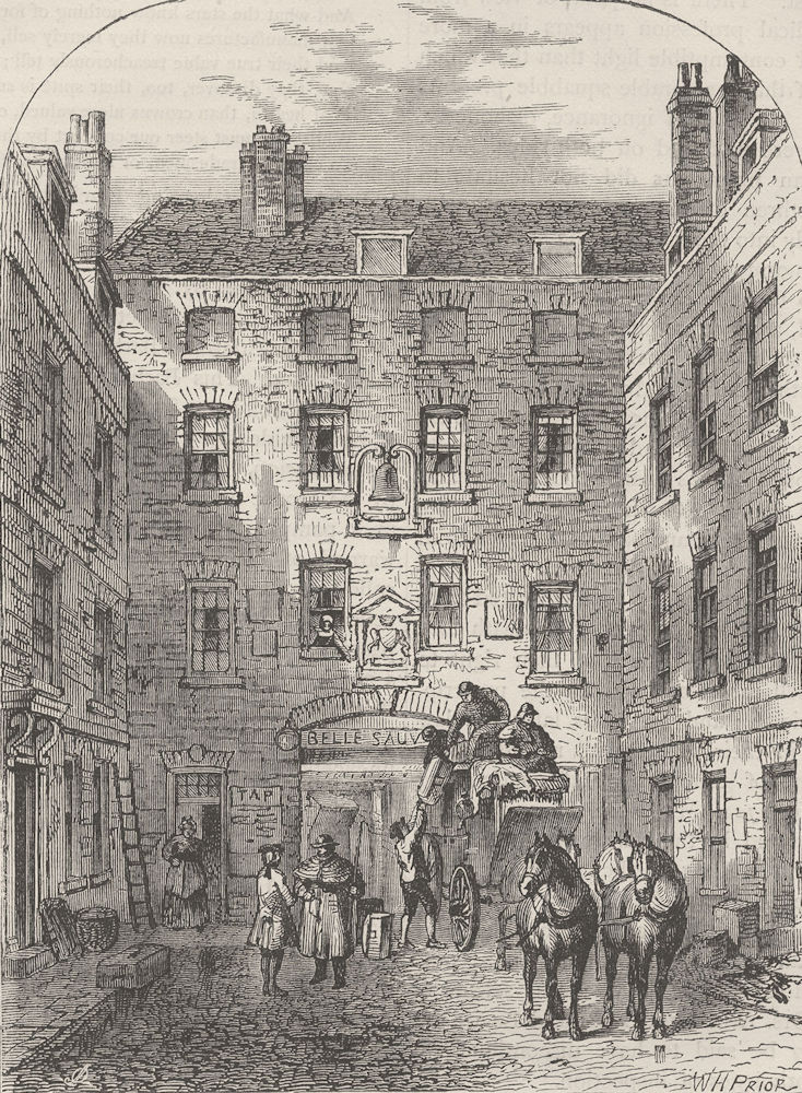 Associate Product BLACKFRIARS. Outer court of la Belle Sauvage in 1828. London c1880 old print