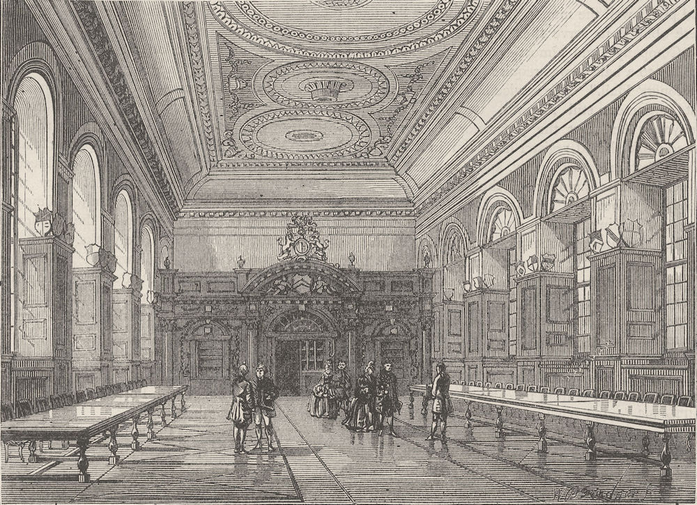 LUDGATE HILL. Interior of stationers' Hall. London c1880 old antique print