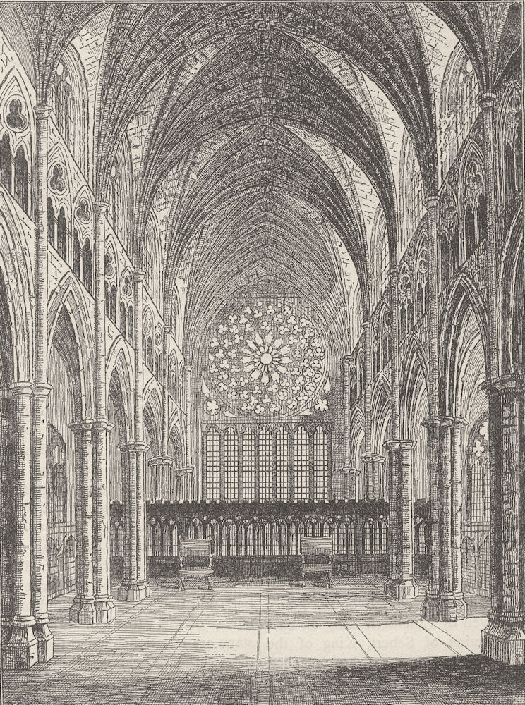 ST.PAUL'S. Old St.Paul's-the interior, looking East. London c1880 print