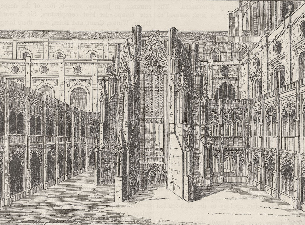 ST.PAUL'S. The chapter House of old St.Paul's, from a view by Hollar c1880