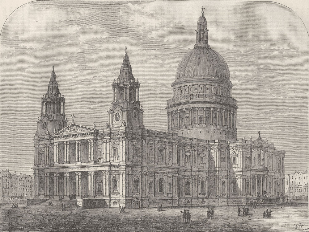 Associate Product ST.PAUL'S. Exterior of St.Paul's from the south-west, 1800. London c1880 print