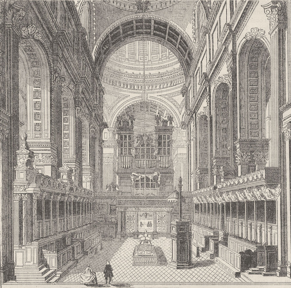 ST.PAUL'S. The choir before the removal of the screen, in 1754. London c1880