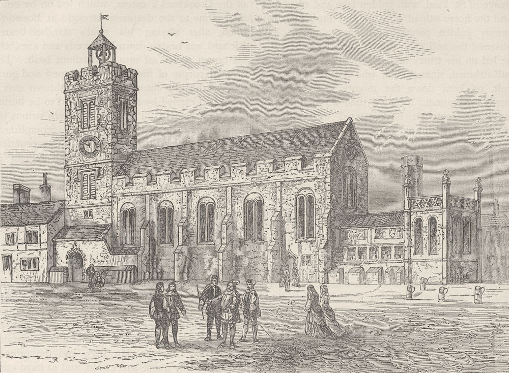 CITY OF LONDON. The church of St.Michael ad Bladum (aka le-Querne) c1880 print