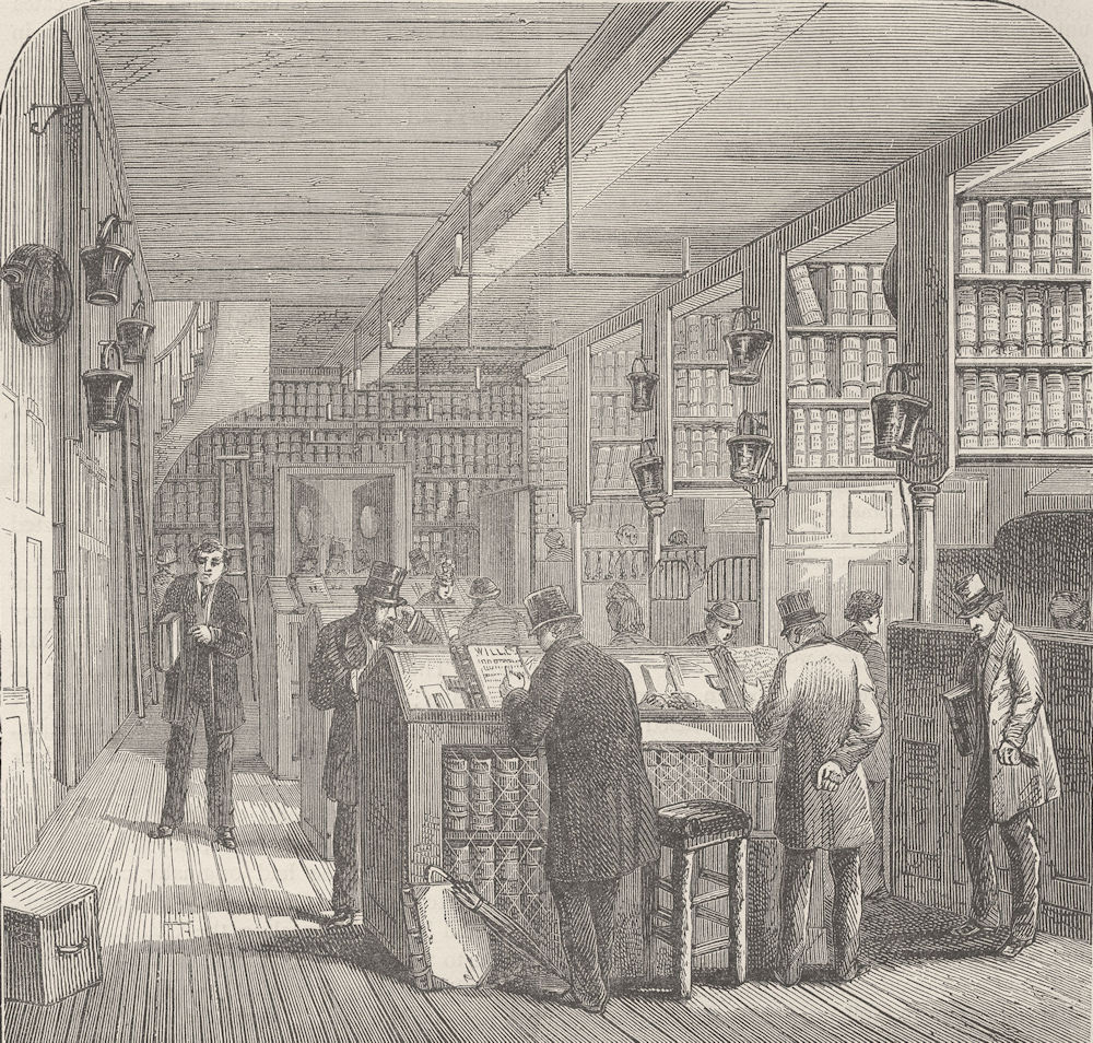CITY OF LONDON. The prerogative Office, Doctors' Commons, 1860 c1880 old print