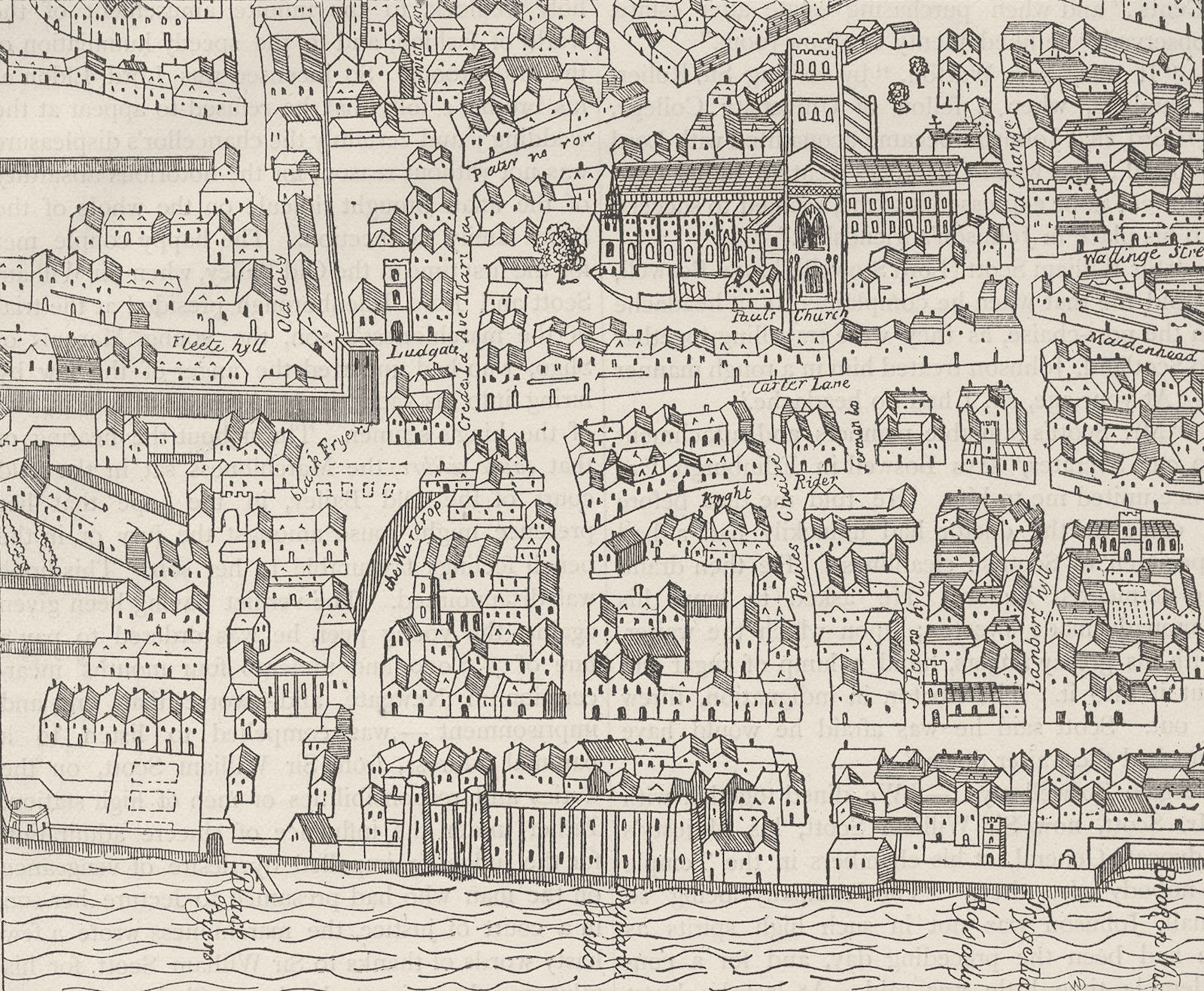 CITY OF LONDON. St. Paul's & neighbourhood (from Aggas's plan, 1563) c1880 map