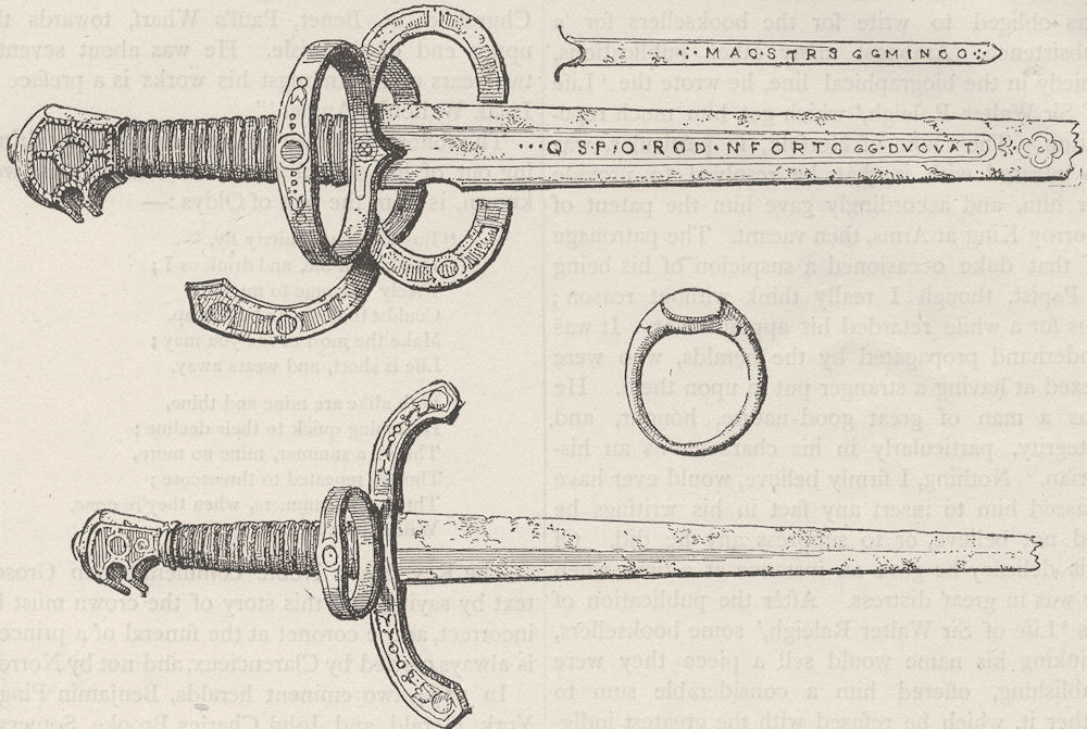Associate Product HERALDS' COLLEGE. Sword, dagger, and ring of King James of Scotland c1880