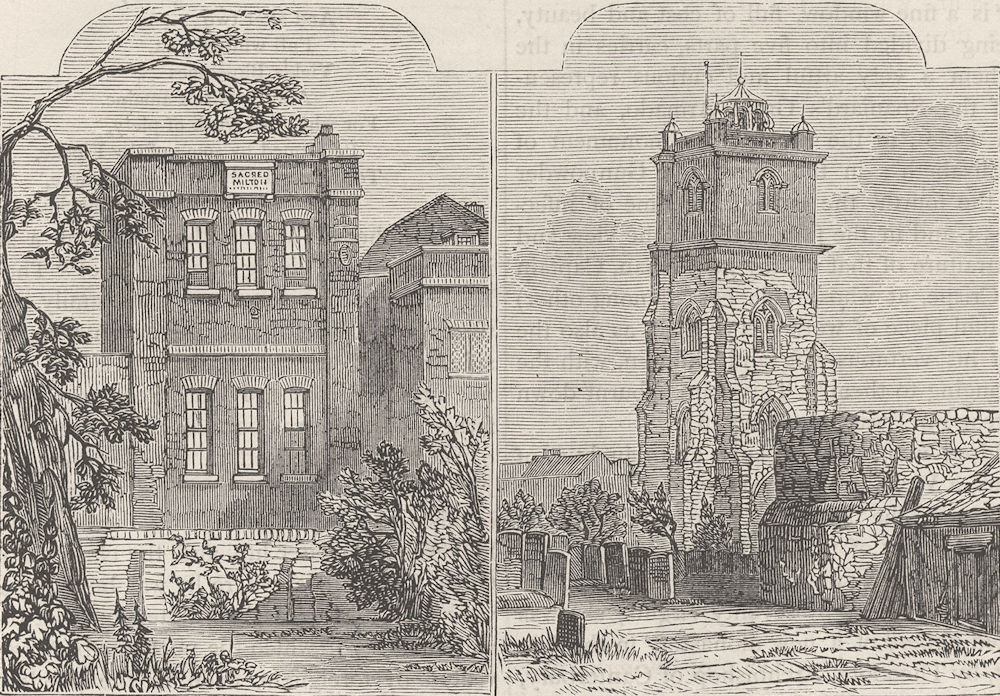 CHEAPSIDE. Milton's House; Milton’s burial-place. London c1880 old print