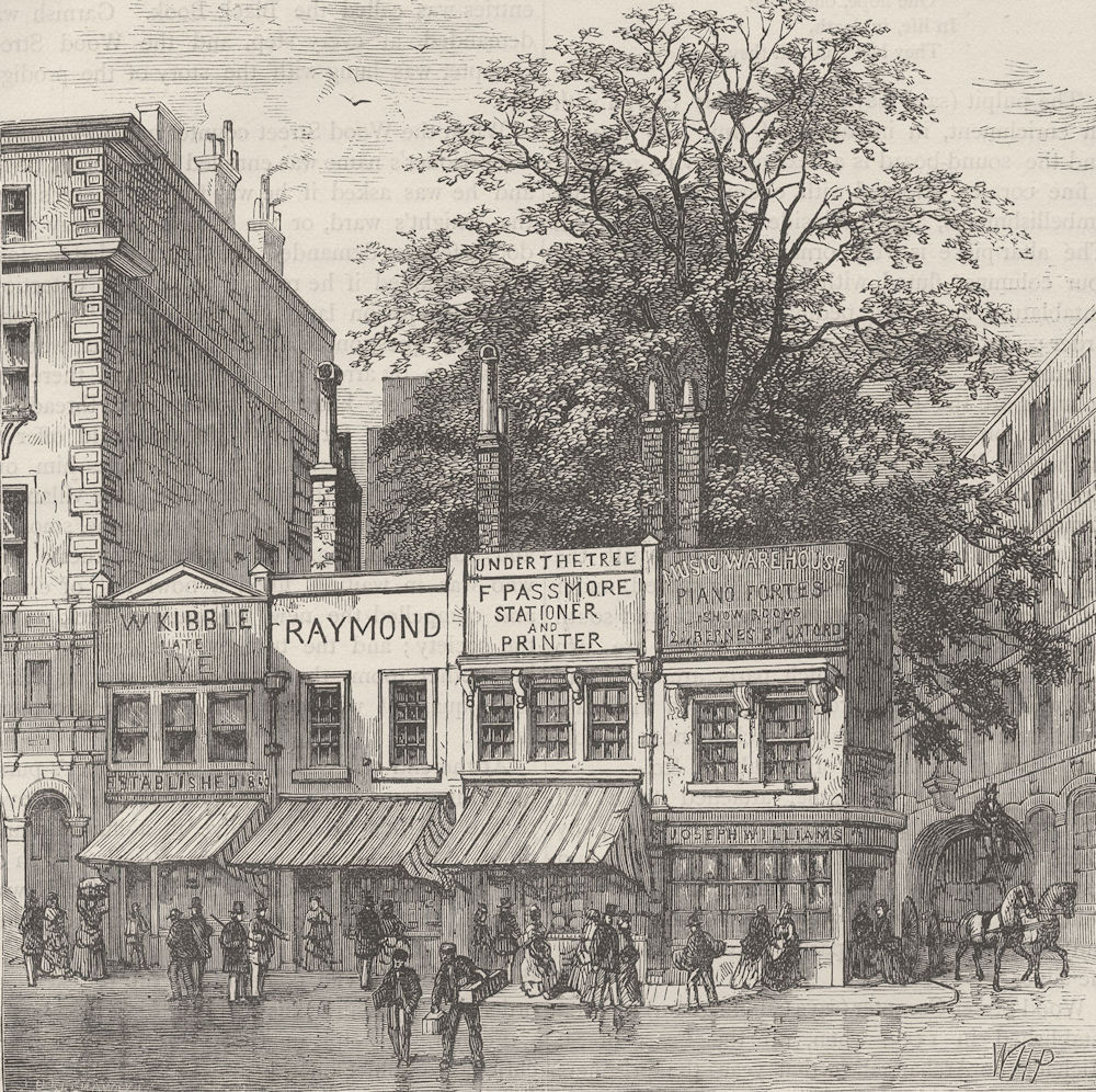 Associate Product CHEAPSIDE. The tree at the corner of Wood Street, 1870. London c1880 old print