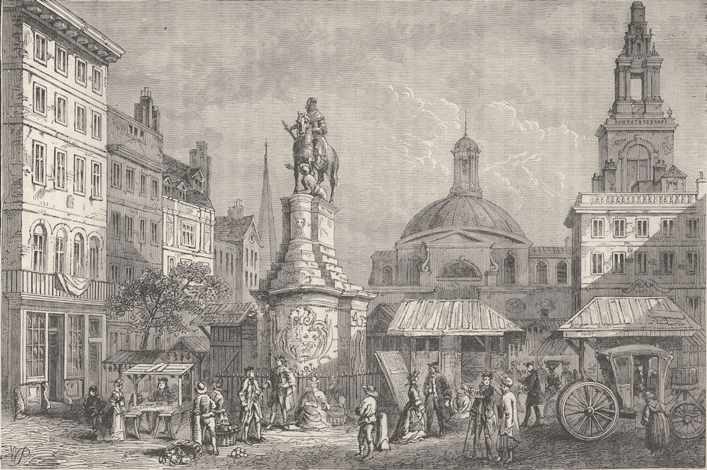 Associate Product CITY OF LONDON. The Stocks' Market, site of the Mansion House c1880 old print