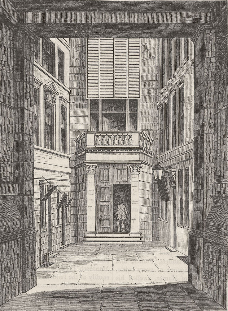 THE STOCK EXCHANGE. Capel Court. London c1880 old antique print picture
