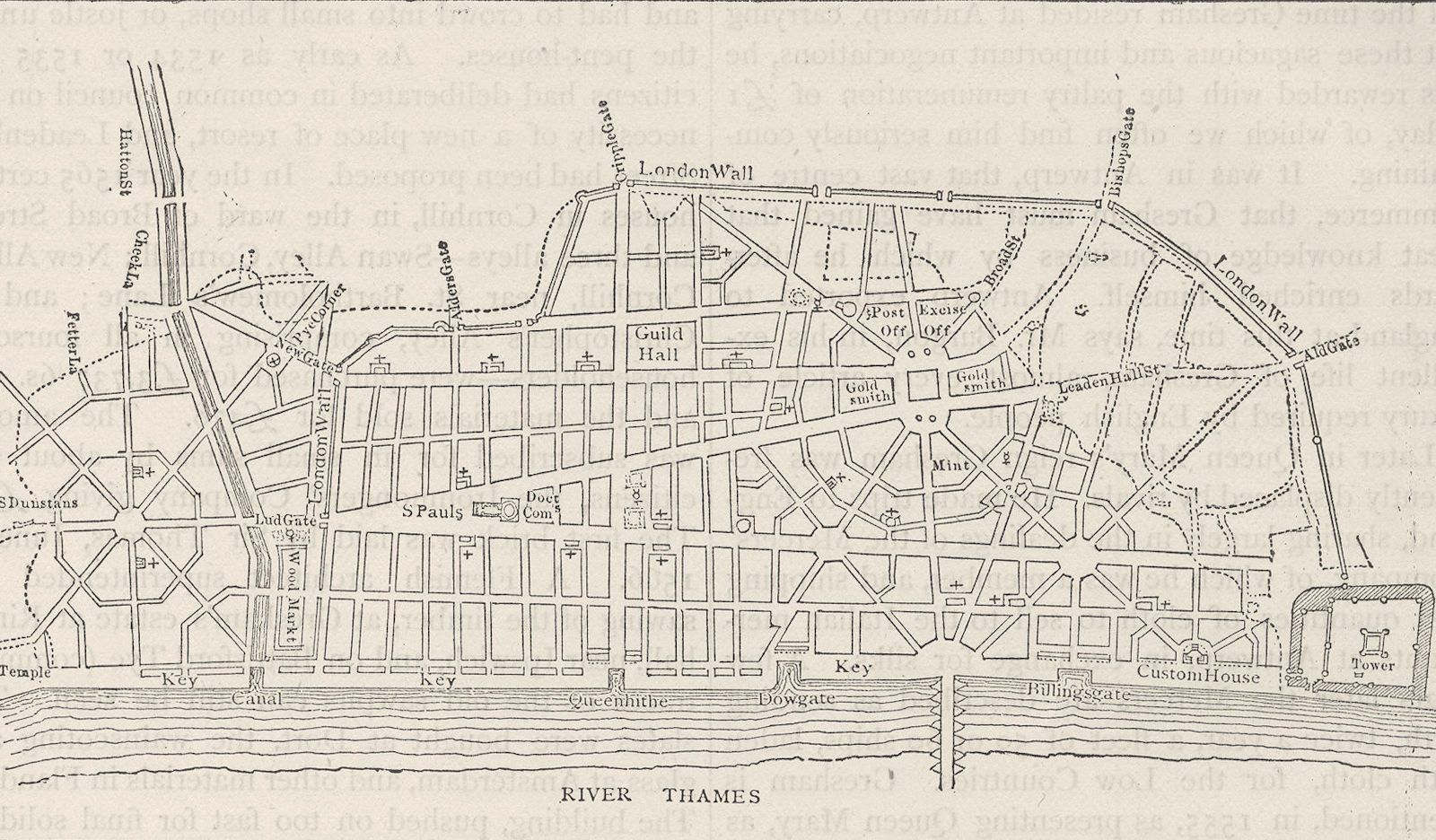 CITY OF LONDON. Wren's plan for rebuilding London c1880 old antique map chart
