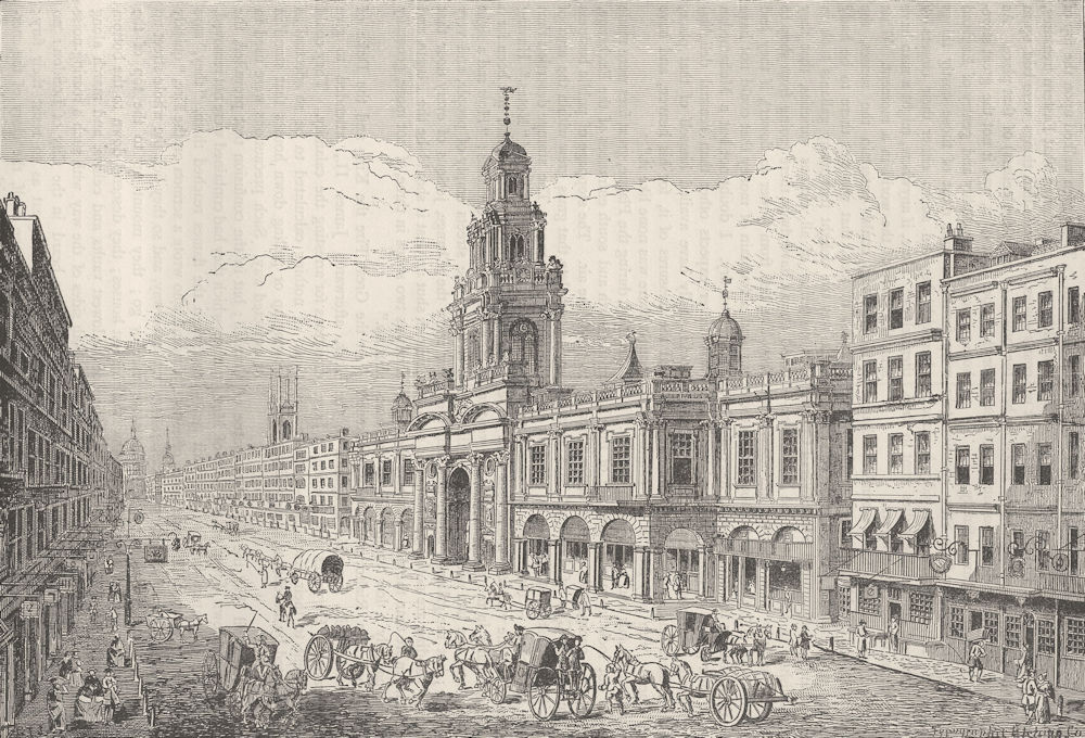 THE ROYAL EXCHANGE. The second Royal Exchange, Cornhill. London c1880 print