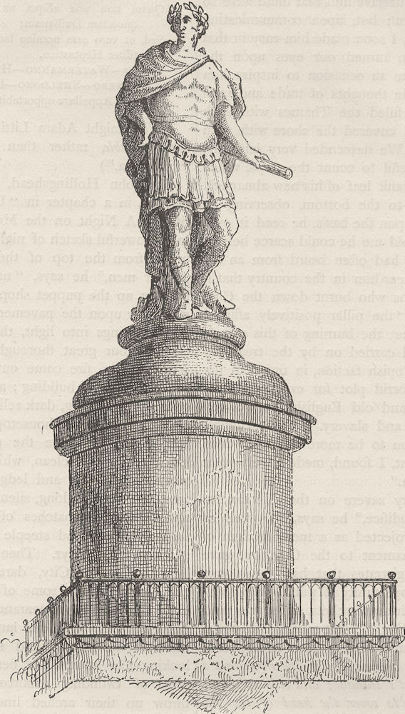 Associate Product THE MONUMENT. Wren's original design for the summit of the monument c1880