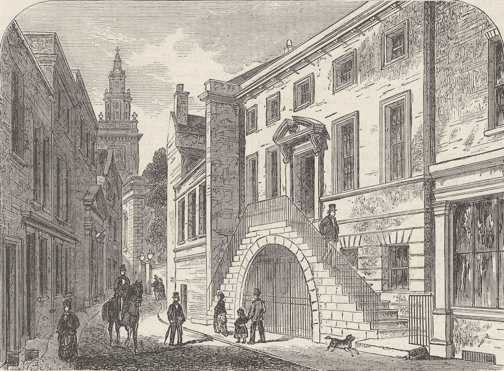 Associate Product UPPER THAMES STREET. Dyers' Hall (1850). London c1880 old antique print