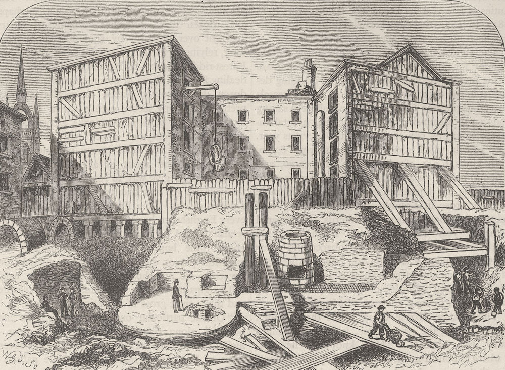 THE TOWER OF LONDON. Roman remains found in Billingsgate c1880 old print