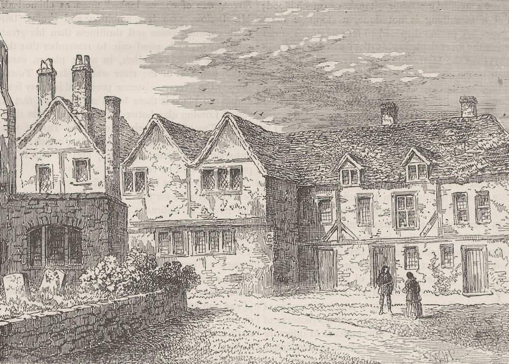 Associate Product ST. KATHARINE’S HOSPITAL. The brothers' Houses in 1781. London c1880 old print