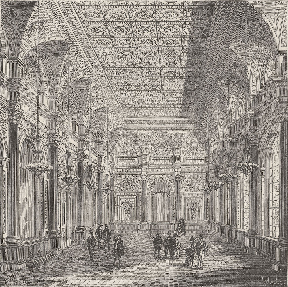 Associate Product CITY OF LONDON. Interior of clothworkers' Hall c1880 old antique print picture