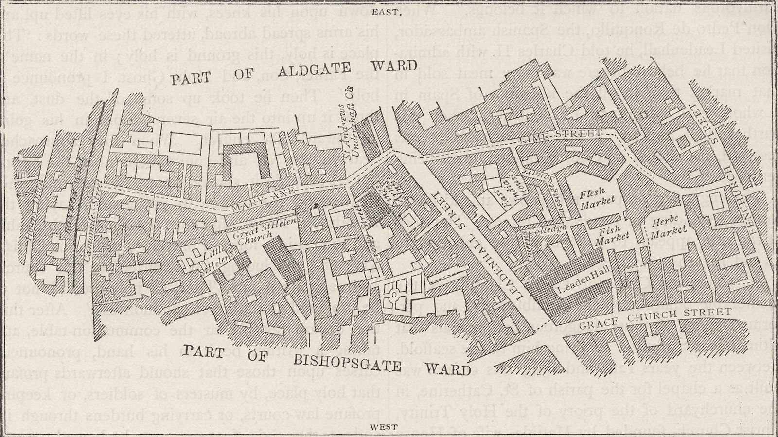 CITY OF LONDON. Lime Street ward (from a survey made in 1750) c1880 old map