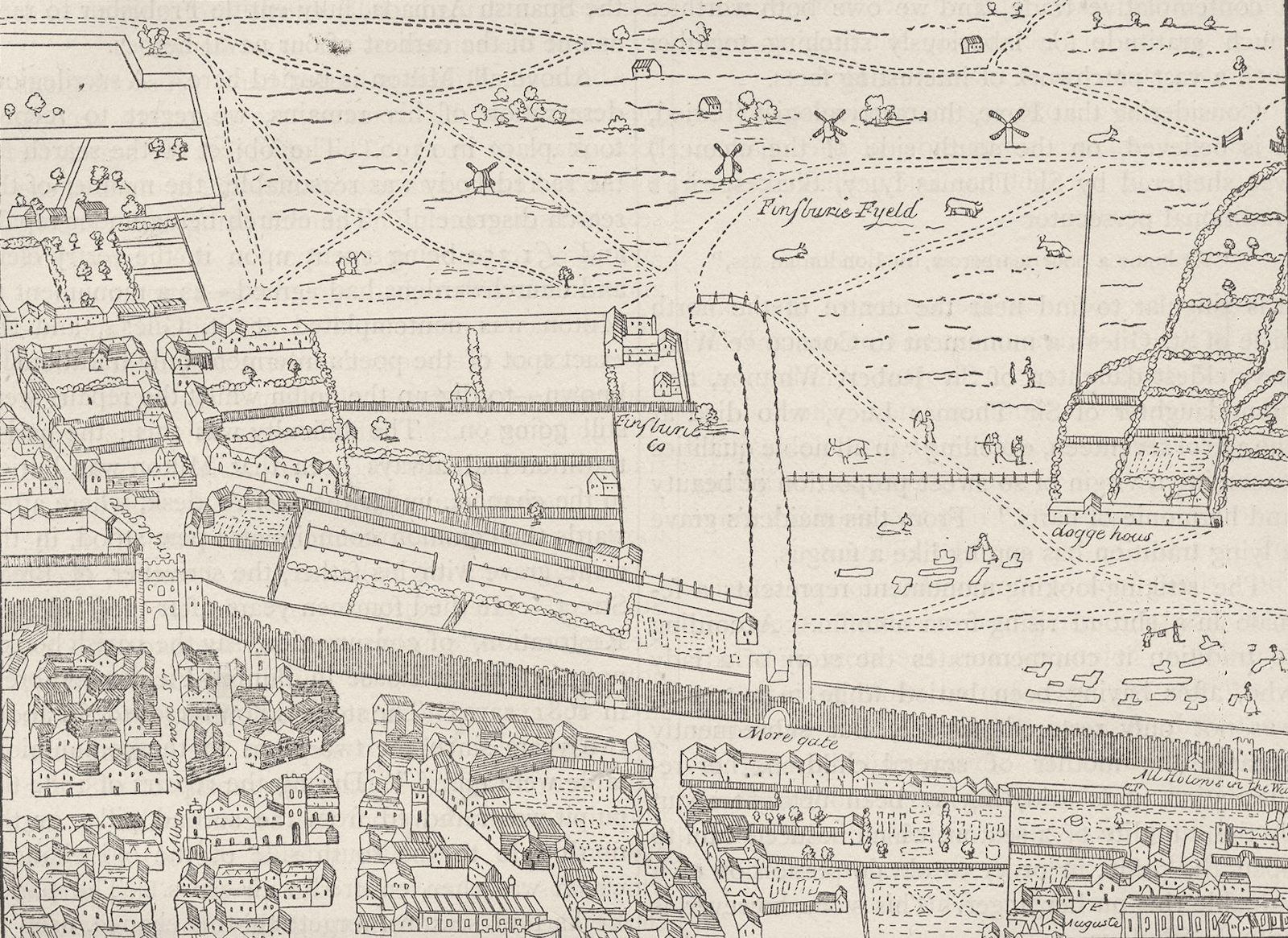 CRIPPLEGATE. Cripplegate and neighbourhood (from Aggas's map). London c1880