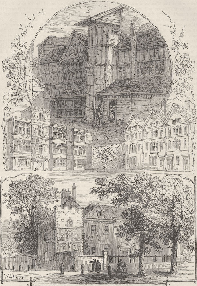 CITY OF LONDON HOUSES. Whittington Grub Street. General Monk. Bloomfield c1880