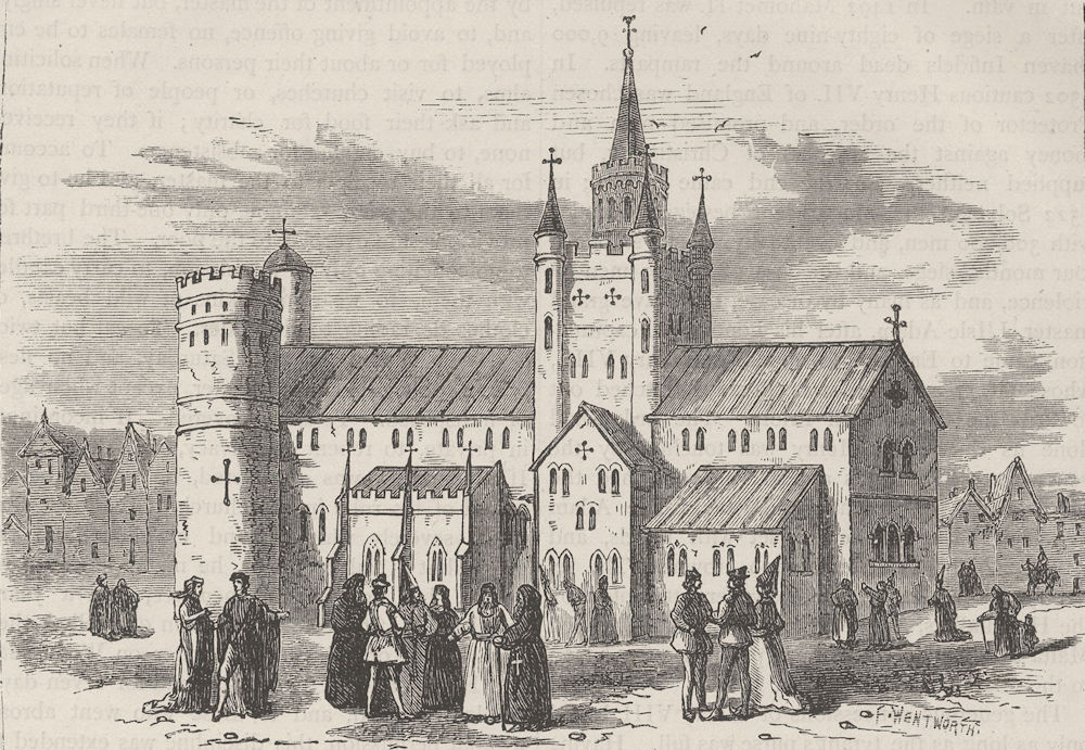 CLERKENWELL. The original priory church of St.John, Clerkenwell. London c1880